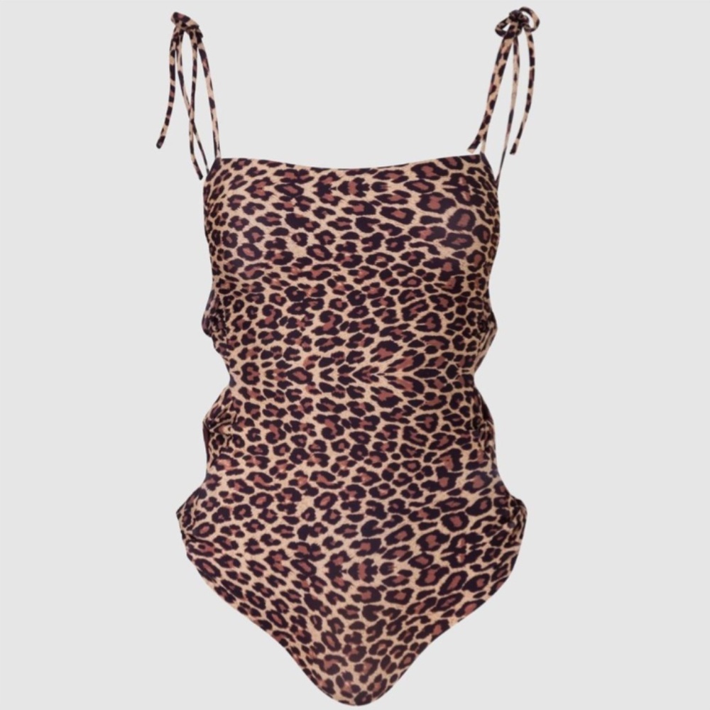 Juan De Dios Reversible Leopard-Print 1-Piece Swim Suit w Cut-Outs * NEW 40% OFF
